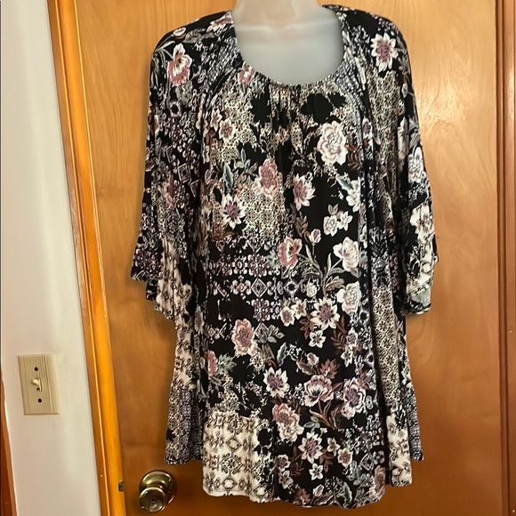Style Co Womens Floral Print Tunic Black Size Large main image 0